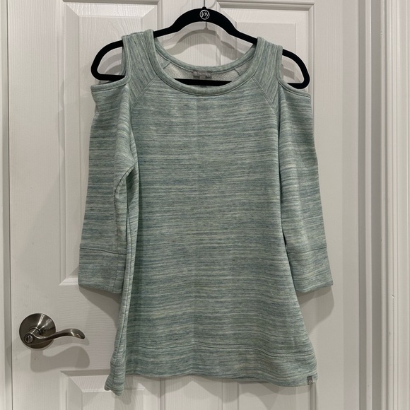 Talbots Tops - T By Talbots Heathered Cold Shoulder Sweatshirt 3/4 Sleeve in Teal Size Medium